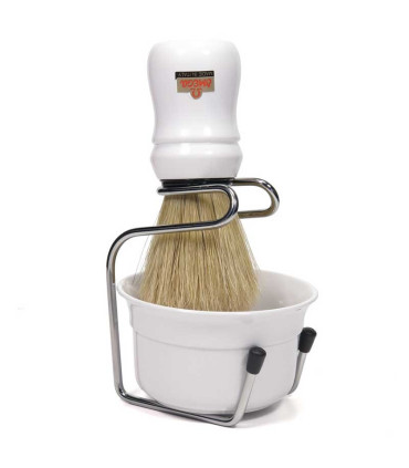 Set de Afeitado Omega Blanco con Brocha, Bol y Soporte - 1