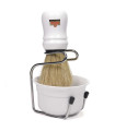 Set de Afeitado Omega Blanco con Brocha, Bol y Soporte