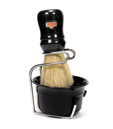 Set de Afeitado Omega Negro con Brocha, Bol y Soporte - 1