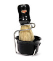 Set de Afeitado Omega Negro con Brocha, Bol y Soporte