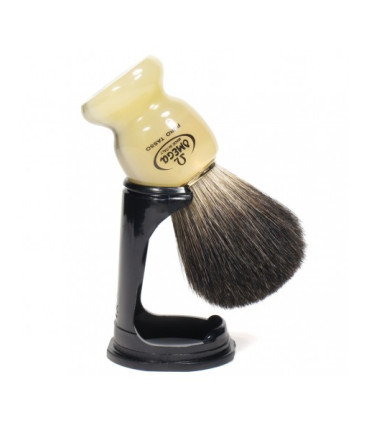 Brocha de Afeitar Tejón Negro Omega con Soporte - 1
