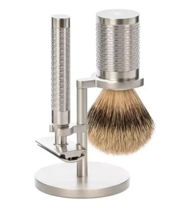 Set Afeitado Mühle Brocha Tejón Punta Plata y Maquinilla Rocca - 1
