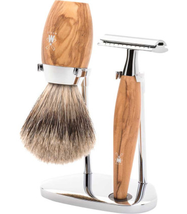 Set Afeitado Mühle Brocha Tejón Fino y Maquinilla Clásica Madera Olivo Kosmo - 1