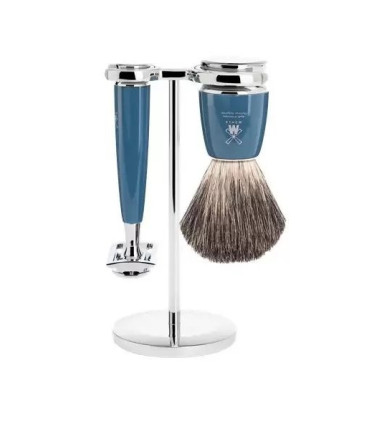 Set Afeitado Mühle Brocha Tejón Puro y Maquinilla Clásica Rytmo Azul Petrol - 1
