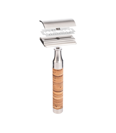 Set Afeitado Mühle Brocha Tejón Punta Plata y Maquinilla Rocca Madera Abedul - 3