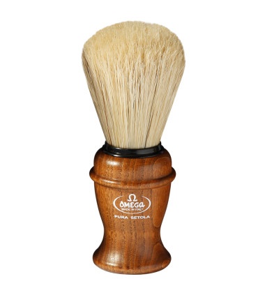 Brocha de Afeitar Cerda Pura Mango Madera Fresno Omega - 1