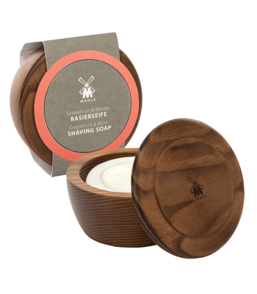 Bol de Afeitar Madera con Jabón MÜHLE Pomelo y Menta 65g - 1
