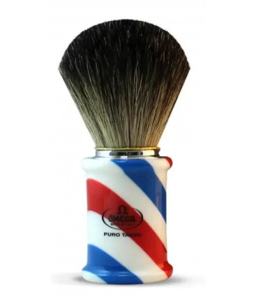 Brocha de Afeitar Tejón Negro "Barber Pole" Omega - 1
