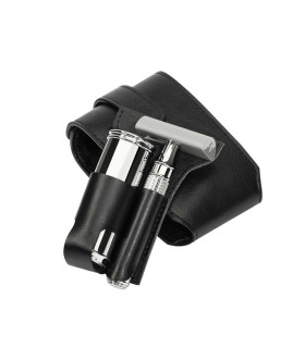 Kit Viaje Afeitado MÜHLE Peine Cerrado + Brocha Piel Negra - 2