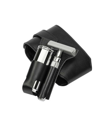 Kit Viaje Afeitado MÜHLE Peine Cerrado + Brocha Piel Negra - 2