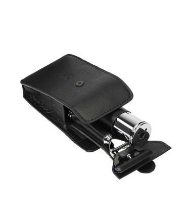 Estuche Viaje Brocha Silvertip Fibre y Maquinilla Fusion Mühle Piel Negra - 5