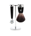 Set Afeitar Mühle Maquinilla, Brocha Sintética y Soporte Negro Rytmo