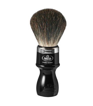 Brocha de Afeitar Tejón Negro Mango Negro y Soporte Omega - 2