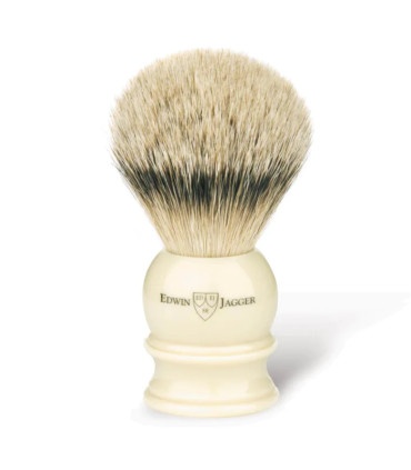 Brocha de Afeitar Tejón Punta Plata Edwin Jagger Marfil - 1