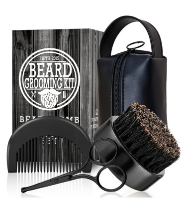 Kit Regalo Barba Cepillo, Peine,Tijera y Neceser de Viaje SensaBien - 1
