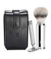 Kit Viaje Afeitado MÜHLE Peine Cerrado + Brocha Piel Negra