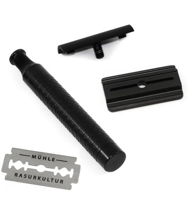 Set Afeitado Mühle Brocha Tejón Punta Plata y Maquinilla Clásica Rocca Negro - 5