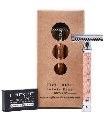 Maquinilla de Afeitar Clásica Parker Oro Rosa Peine Abierto 63C - 5
