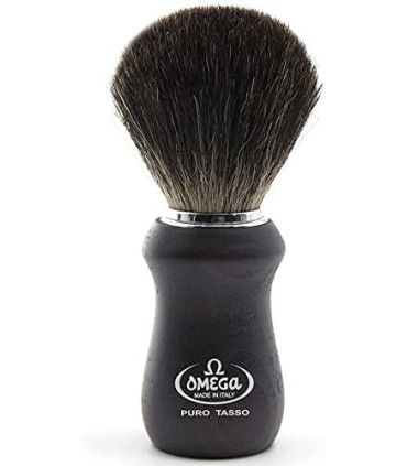 Brocha de Afeitar Tejón Negro Mango Madera Omega - 1