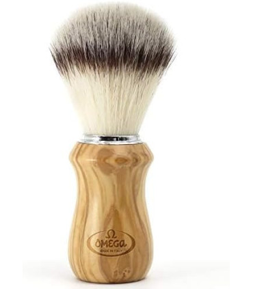 Brocha de Afeitar Pelo Sintético Madera de Olivo Omega - 1