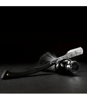 Navaja Afeitar Mango Ébano Hoja Imitación Damasco SensaBien - 6