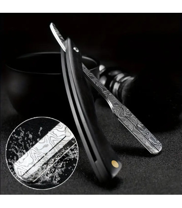 Navaja Afeitar Mango Ébano Hoja Imitación Damasco SensaBien - 5