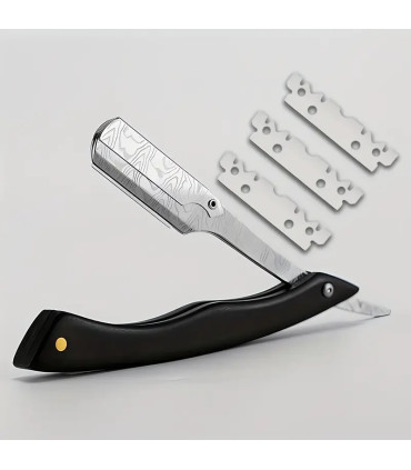 Navaja Afeitar Mango Ébano Hoja Imitación Damasco SensaBien - 2