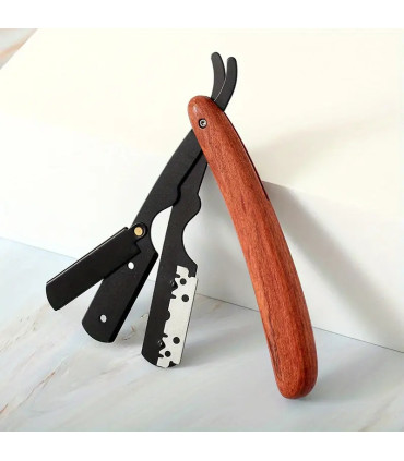 Navaja Barbero Mango Madera Palisandro Negra - 2