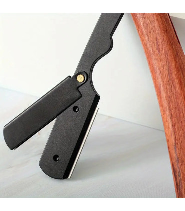 Navaja Barbero Mango Madera Palisandro Negra - 3