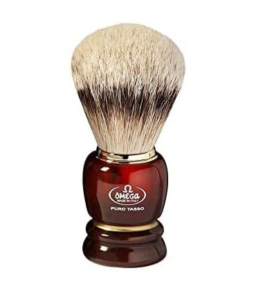 Brocha de Afeitar Tejón Punta Plata Caoba Omega - 1