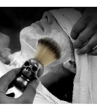Brocha de Afeitar Pelo Cerda Calavera Plateada SensaBien - 3