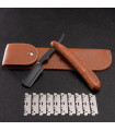 Navaja Barbero Palisandro con Funda Cuero SensaBien