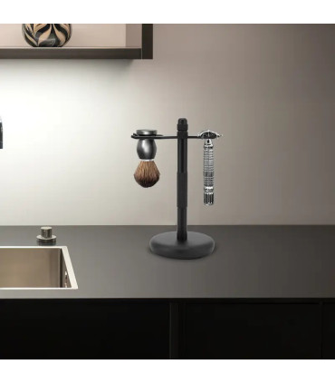 Soporte Maquinilla y Brocha de Afeitar Inox Negro SensaBien - 4