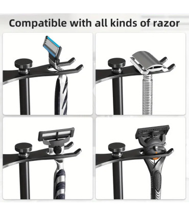 Soporte Maquinilla y Brocha de Afeitar Inox Negro SensaBien - 3