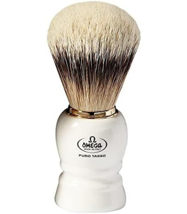 Brocha de Afeitar Tejón Punta Plata Blanca Omega - 1