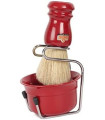 Set Brocha Cerda, Bol Afeitado y Soporte Granate Omega
