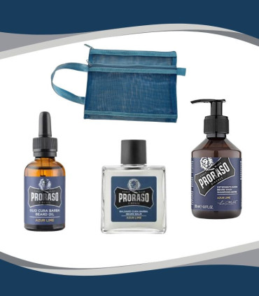 Pack Cuidado Barba Azur Lime Proraso Champú, Aceite y Bálsamo - 1