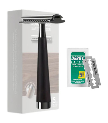 Maquinilla de Afeitar Clásica Peine Cerrado Madera Negra SensaBien - 2