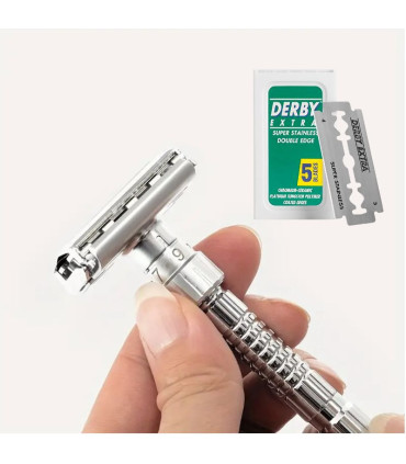 Maquinilla de Afeitar Clásica Ajustable y Apertura Mariposa SensaBien - 1