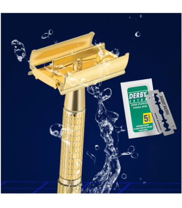 Maquinilla de Afeitar Clásica Dorada Apertura Mariposa SensaBien - 1