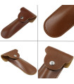 Funda Cuero Marron Maquinillas y Navajas Afeitar SensaBien