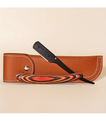 Navaja de Afeitar Vintage Imit. Madera Rojiza con Funda SensaBien - 2