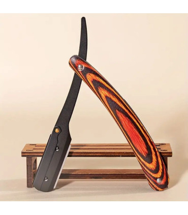 Navaja de Afeitar Vintage Imit. Madera Rojiza con Funda SensaBien - 1