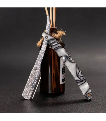 Navaja de Afeitar Plegable Mango Imit. Marmol y Hoja Imit. Damasco SensaBien - 2