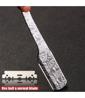 Navaja de Afeitar Plegable Mango Imit. Marmol y Hoja Imit. Damasco SensaBien - 5