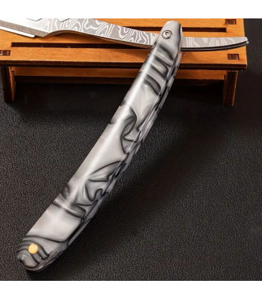 Navaja de Afeitar Plegable Mango Imit. Marmol y Hoja Imit. Damasco SensaBien - 3