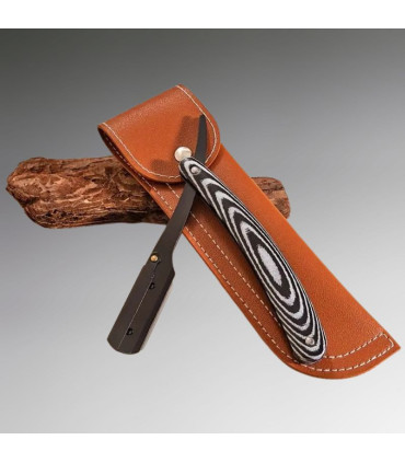 Navaja de Afeitar Vintage Efecto Madera Gris-Negra con Funda SensaBien - 1