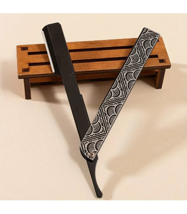 Navaja Barbero Recta Diseño Vintage Olas SensaBien - 2