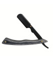 Navaja Barbero Acero Inoxidable Negro Mango Estilo Antiguo Gris SensaBien