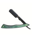 Navaja Barbero Acero Inoxidable Negro Mango Estilo Antiguo Verde SensaBien